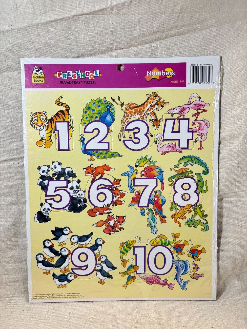 Sealed Vintage 1994 Playskool Numbers Tray Puzzle Little Golden Books NOS